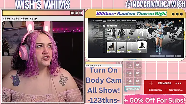 Snapshot of nevermakeawish chatting on May 16, 2026, 10:25 am nevermakeawish online show from May 16, 2026, 10:25 am