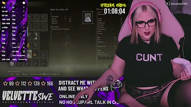 VelvetteSWE online show from July 7, 2026, 5:27 pm