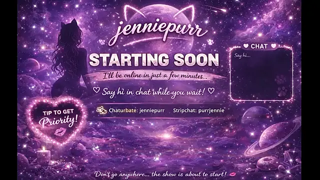 purrjennie online show from March 30, 2026, 6:26 am